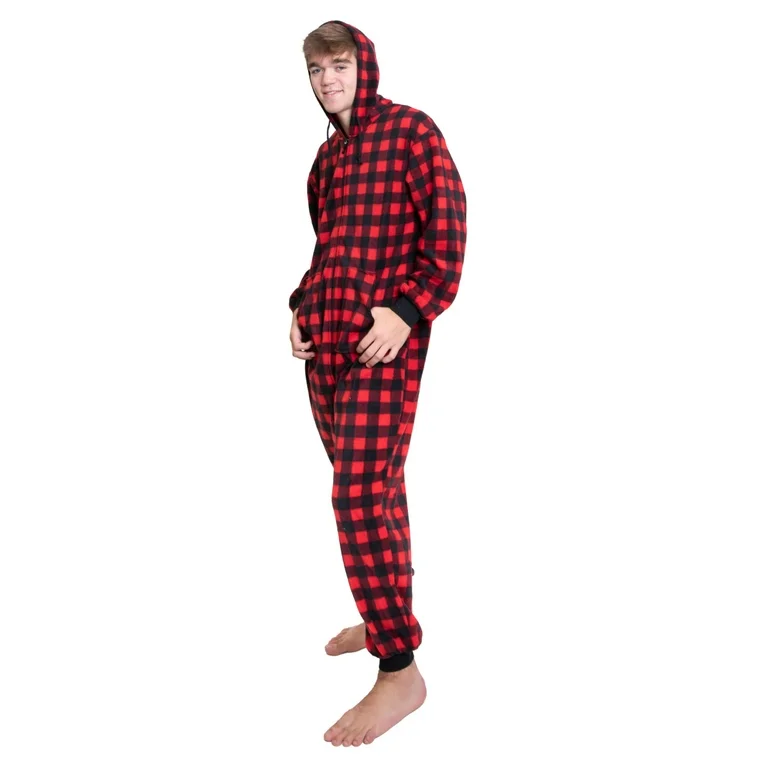 mens plaid onesie pajamas