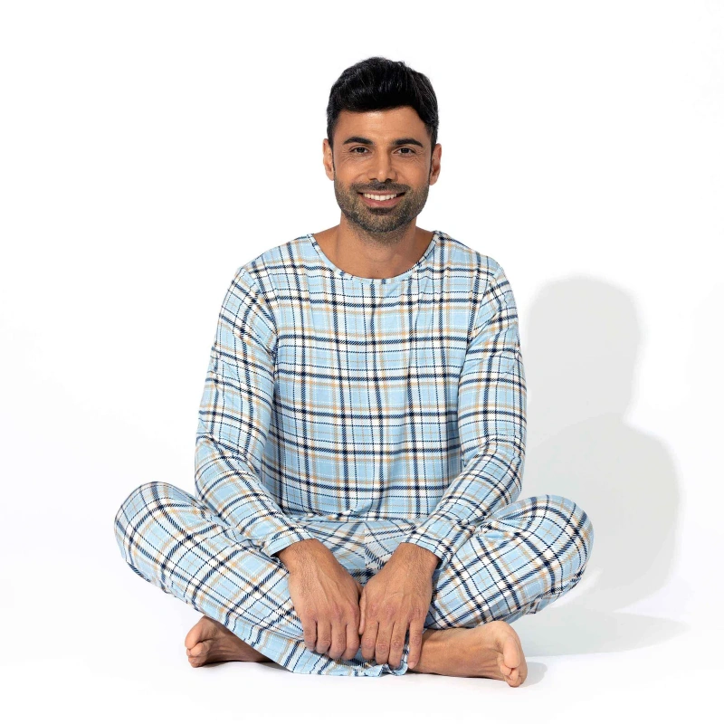 mens plaid pajama set