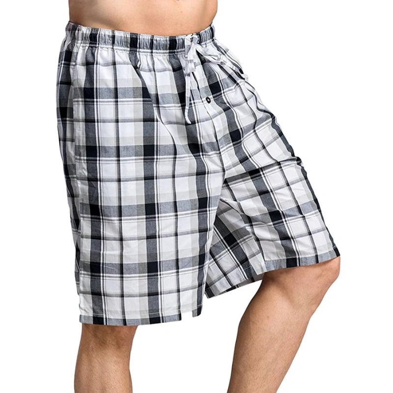 mens plaid pajama shorts