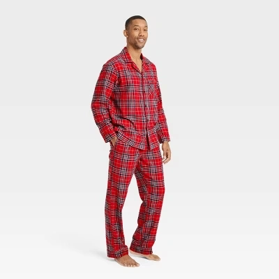 mens red plaid pajamas
