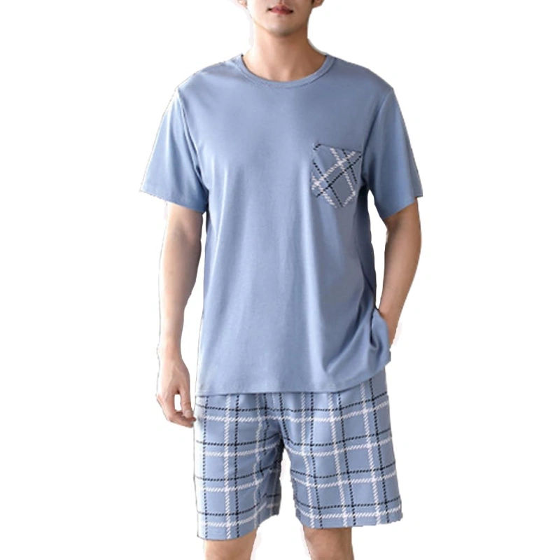 mens short sleeve cotton pajamas