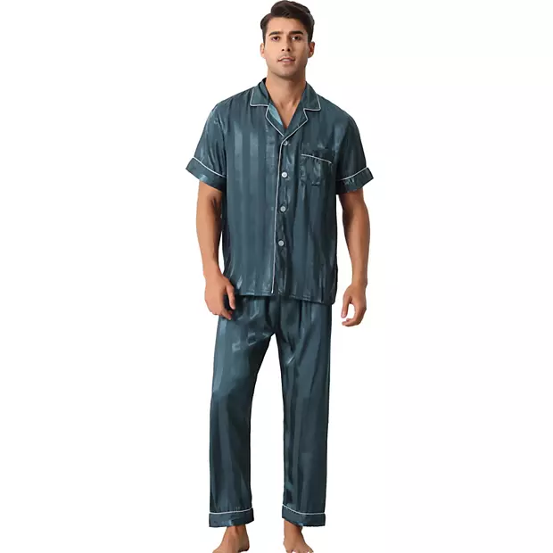 mens striped satin pajamas