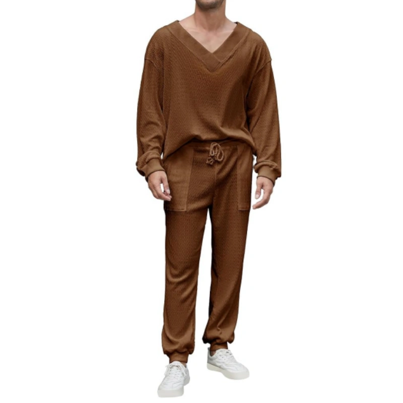 mens waffle knit pajama set