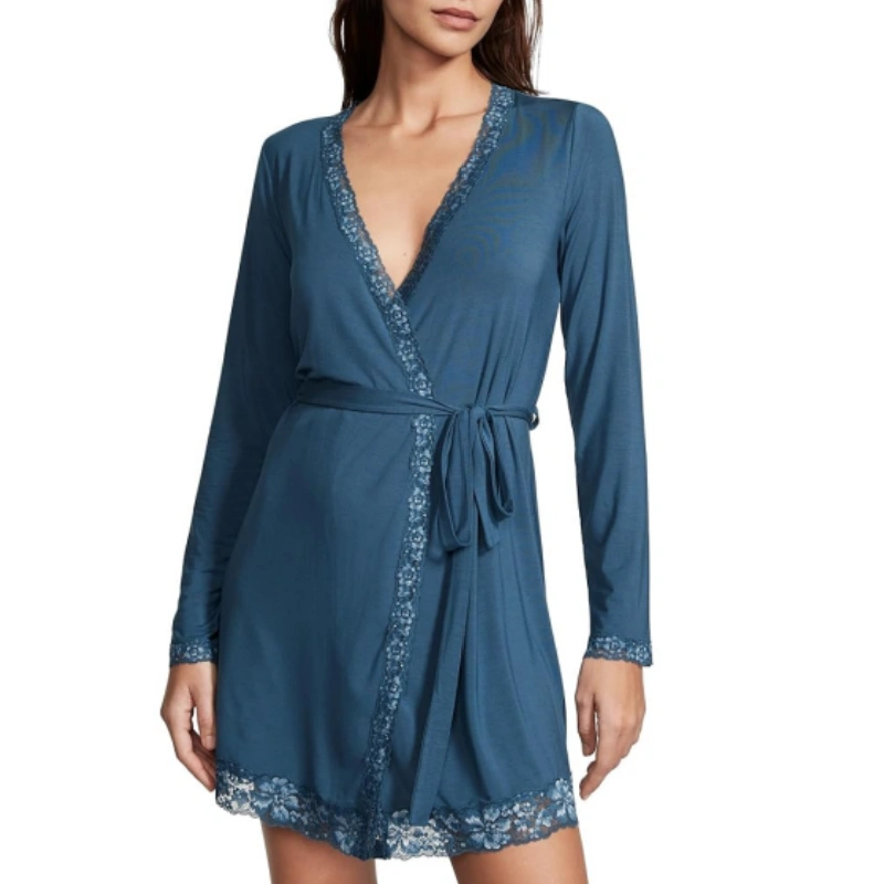 modal lace trim robe