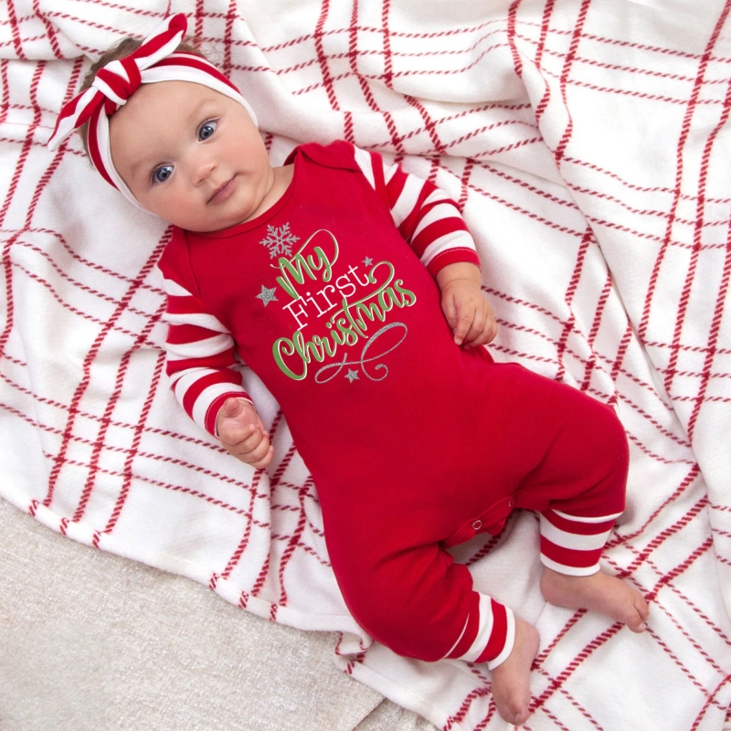 newborn christmas pajamas girl