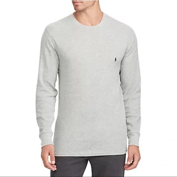 polo men's waffle knit thermal pajama shirt