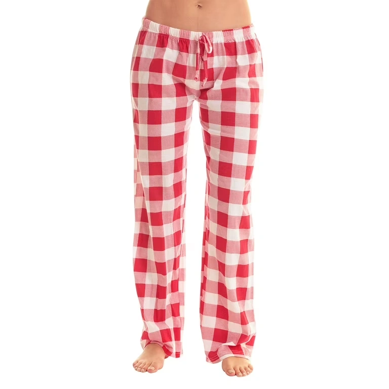 red and white plaid pajama pants