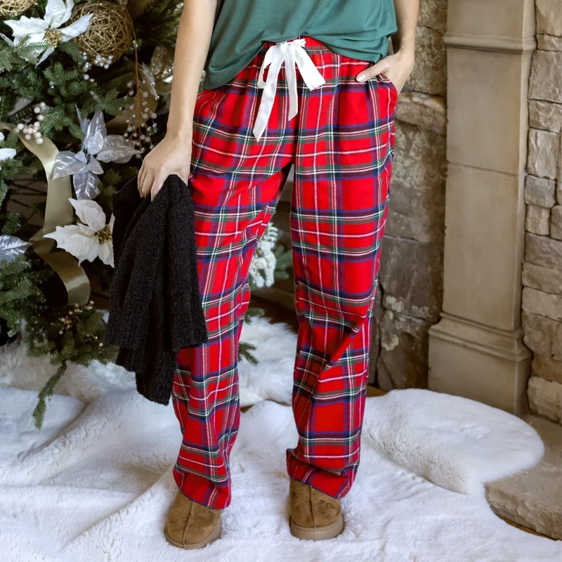 red plaid flannel pajama pants