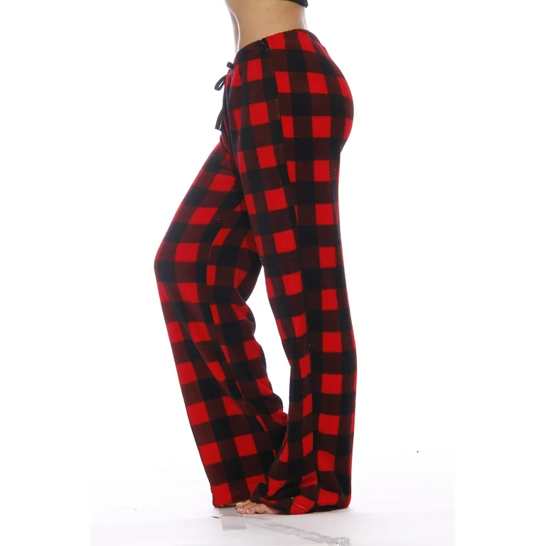 red plaid fleece pajama pants