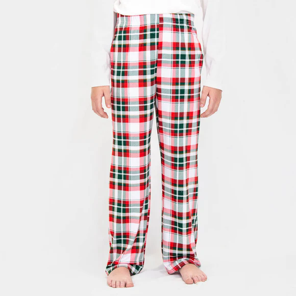 red white and green plaid pajama pants