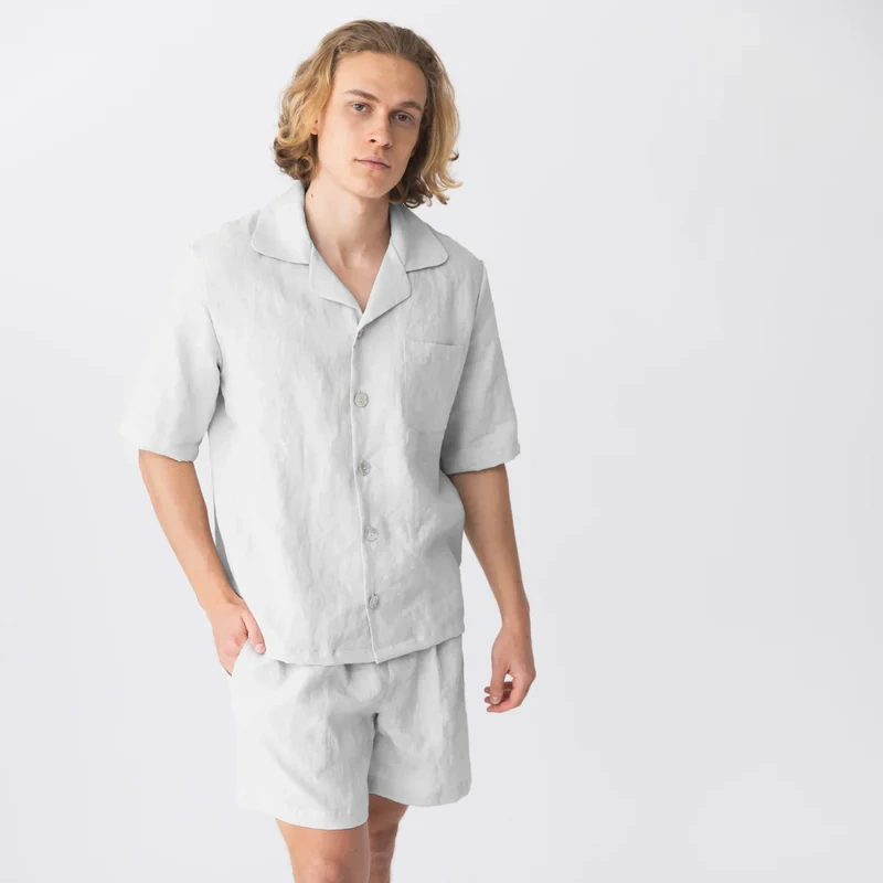 short men's linen pajamas