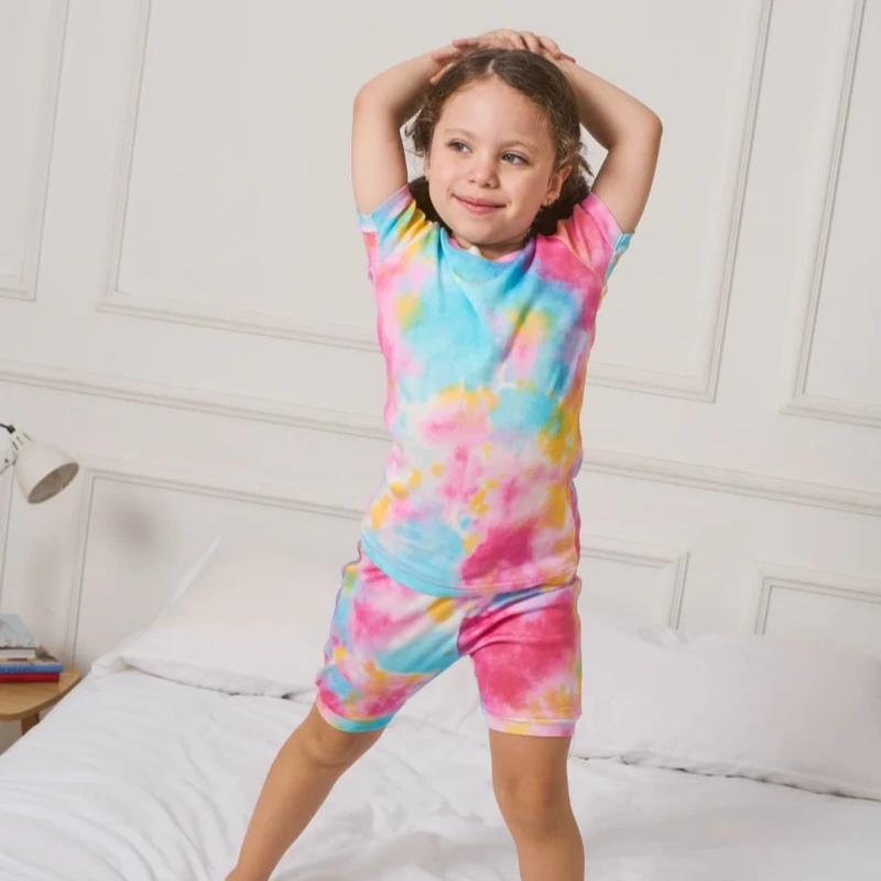 tie dye short pajamas for girls