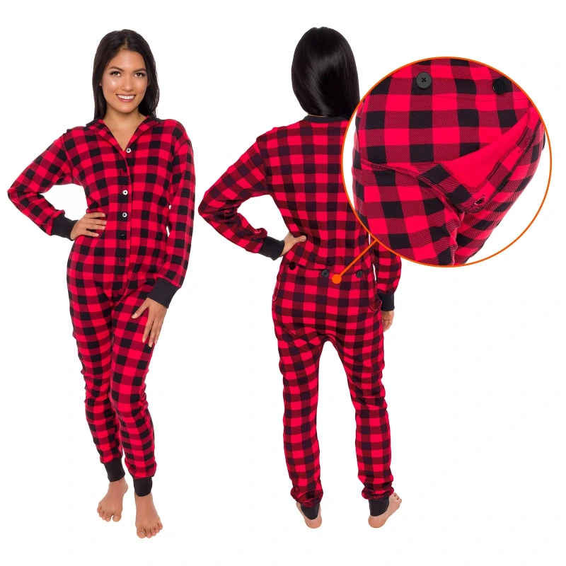 womens plaid onesie pajamas