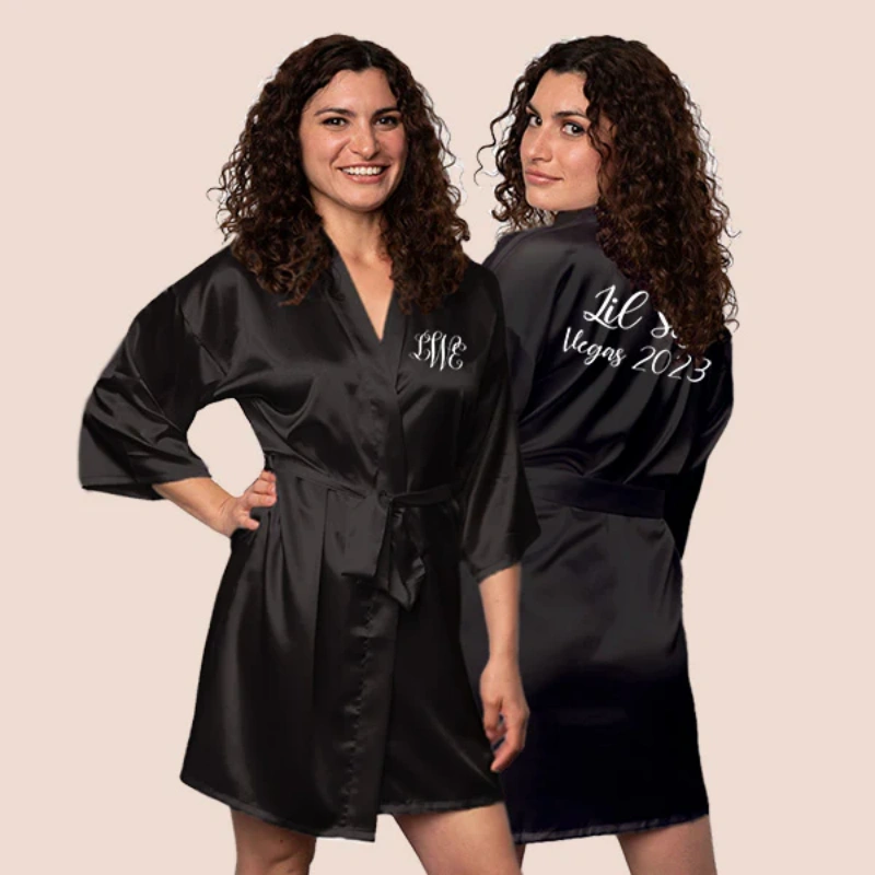 black bridesmaid robes