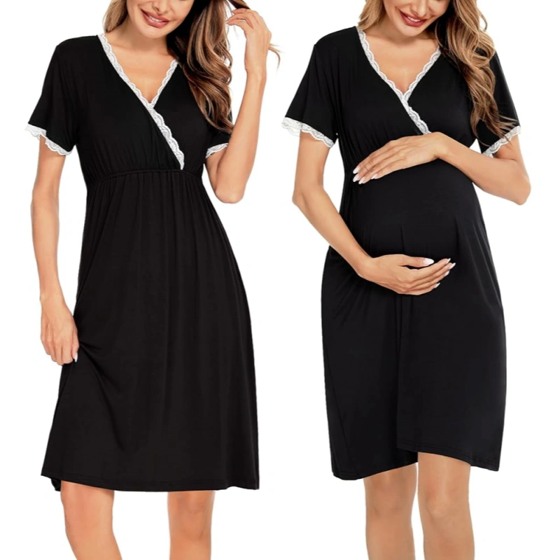 black maternity nightgown