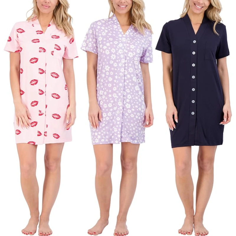 button down nightgown short sleeve