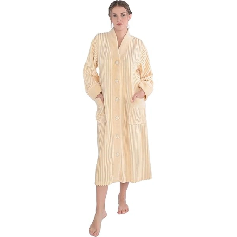 button front chenille robe