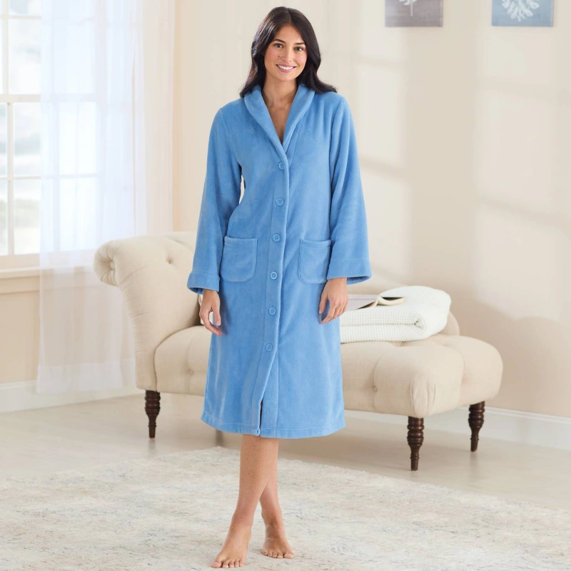 button up fleece robe