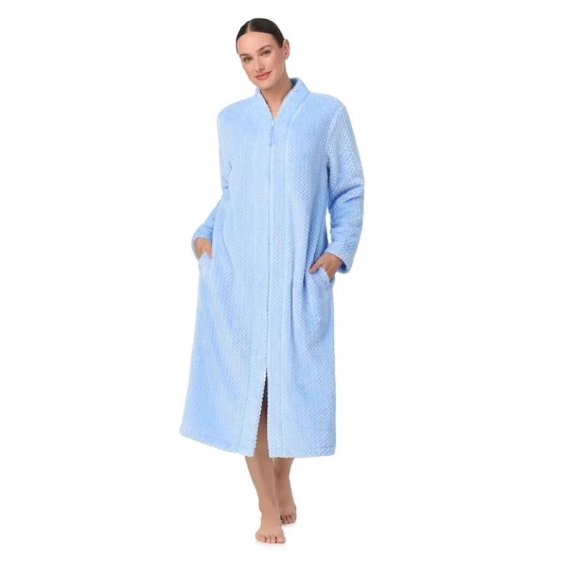 chenille zip front robe