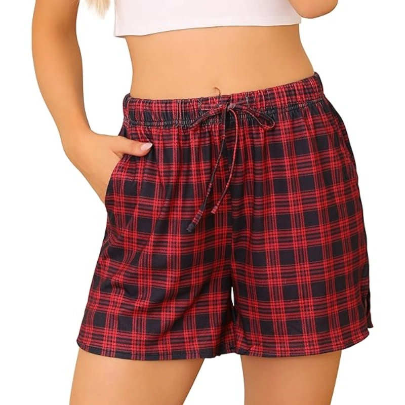 christmas plaid pajama shorts