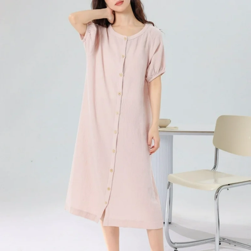 cotton button front robe