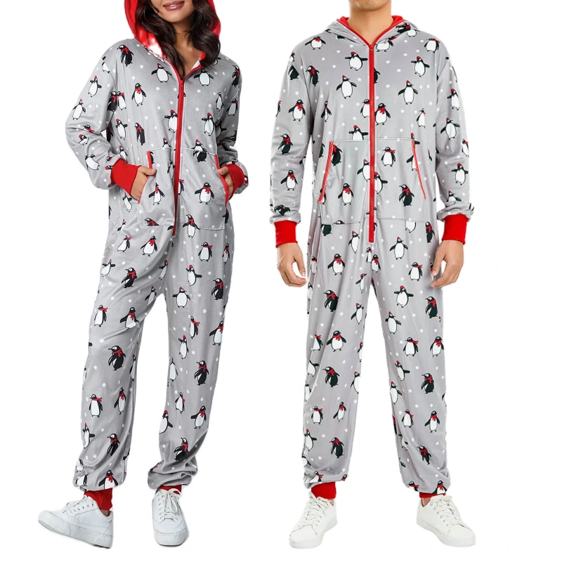 couple christmas pajamas onesies