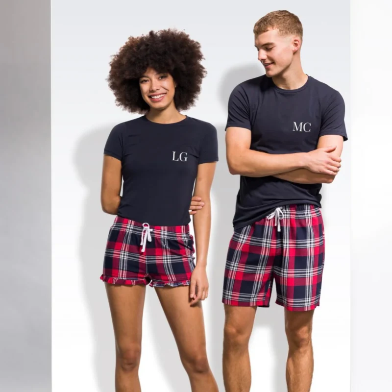 couples christmas pajamas shorts