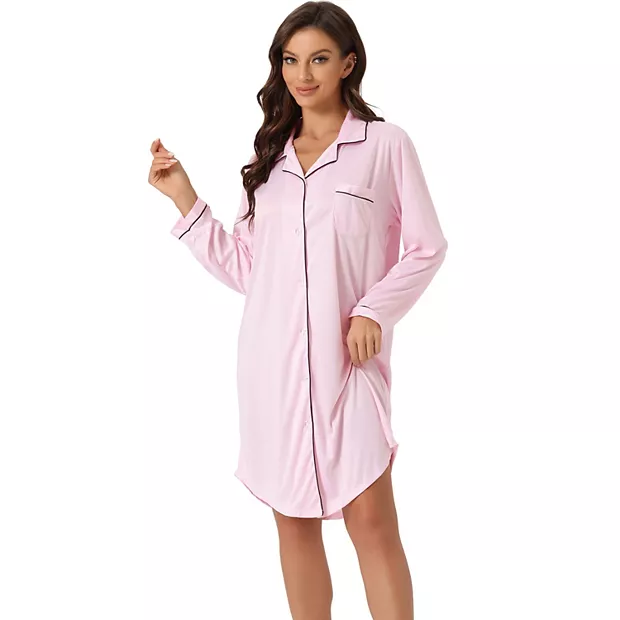 long sleeve button down nightgown