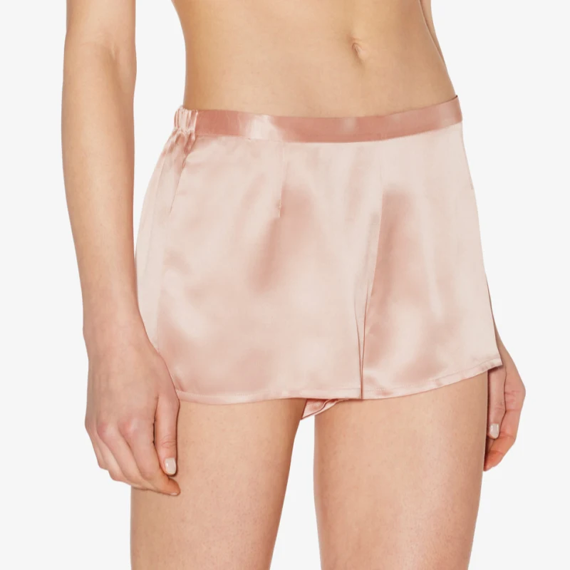 pink silk pajama shorts