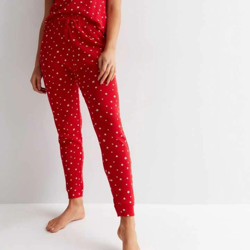 red jogger pajama pants