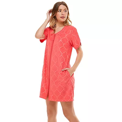 short sleeve zip up robe