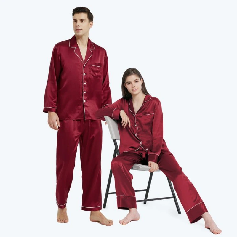 silk christmas pajamas couples