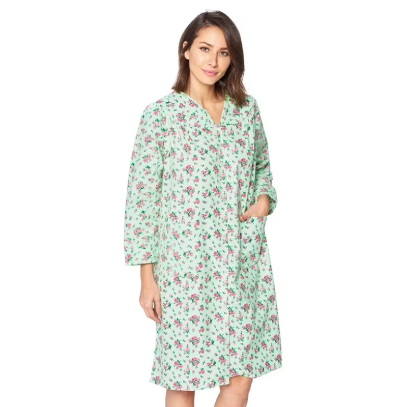 snap front flannel robe