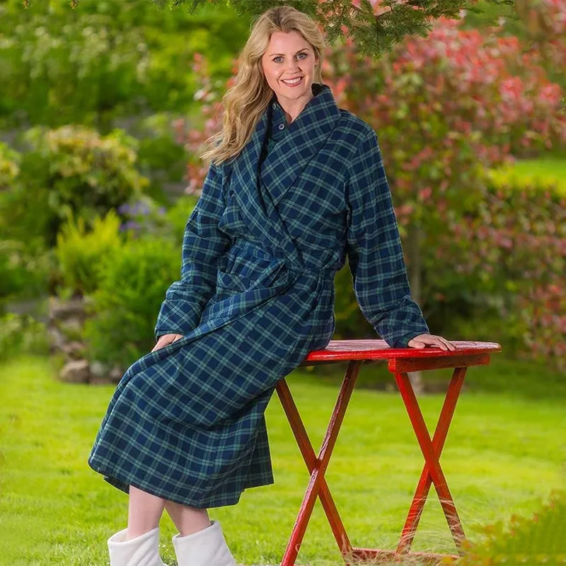 tartan flannel robe