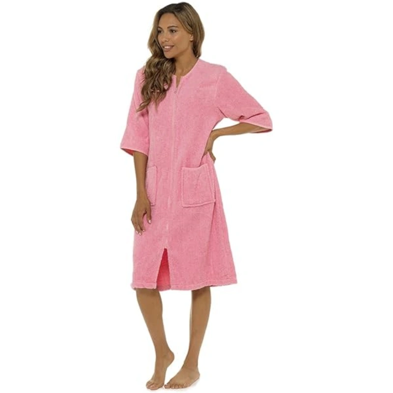 terry cloth zip up robe