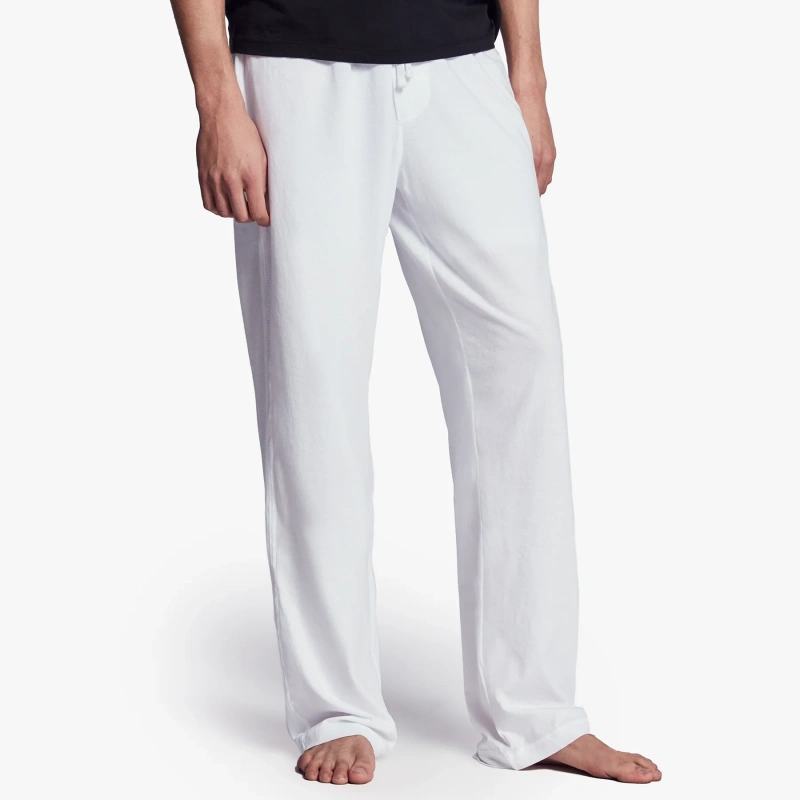 white cotton pajama pants