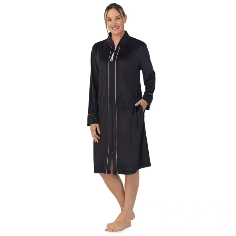 zip front velour robe