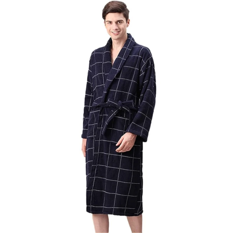 blue plaid robe