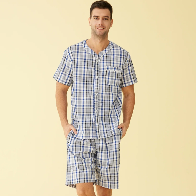 cotton flannel mens pajama short set