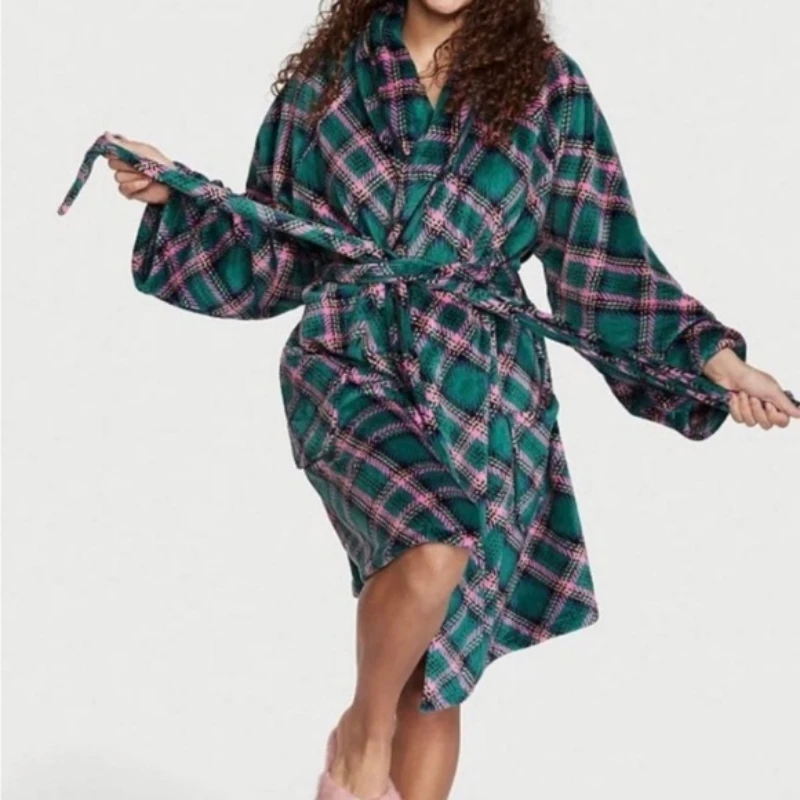 green plaid robe