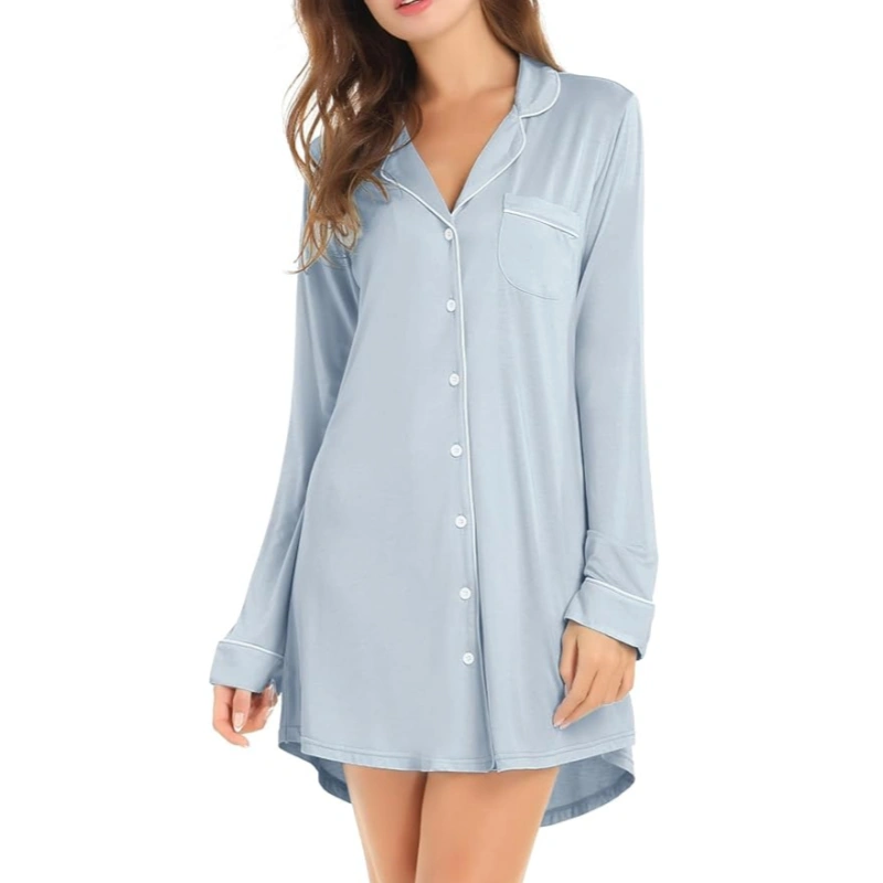 long sleeve button down sleep shirt
