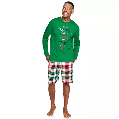 mens christmas pajamas shorts set