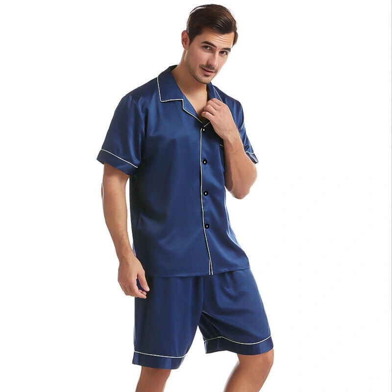 men's satin pajamas short set
