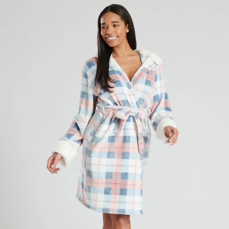 plaid hooded robe