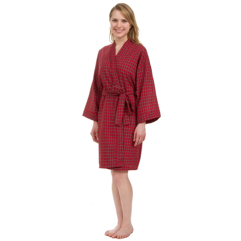 red plaid robe