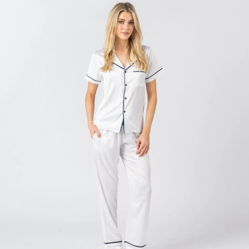 white pajama set pants