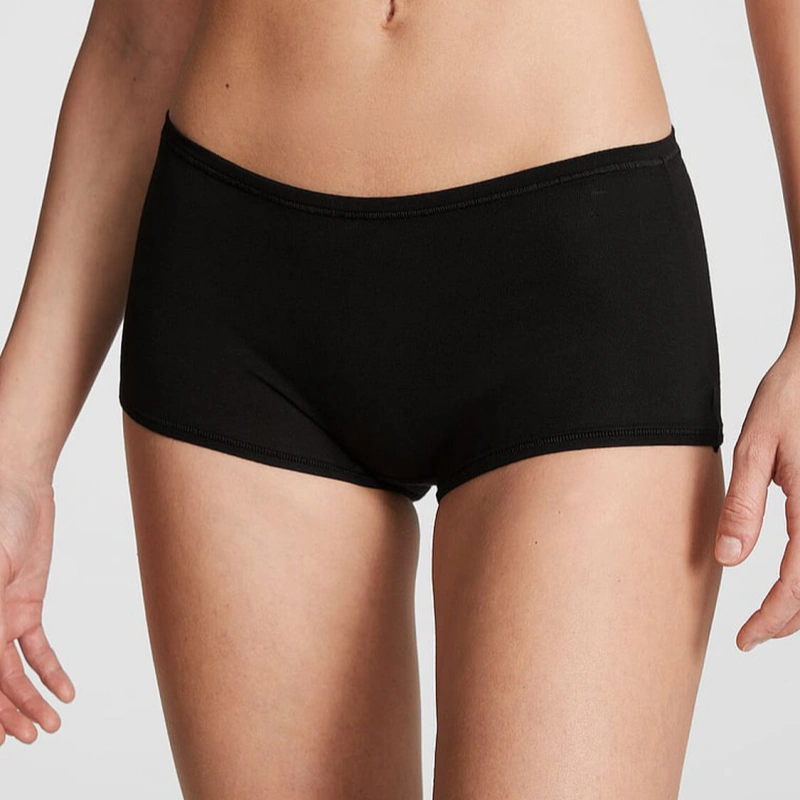 black cotton boyshort underwear