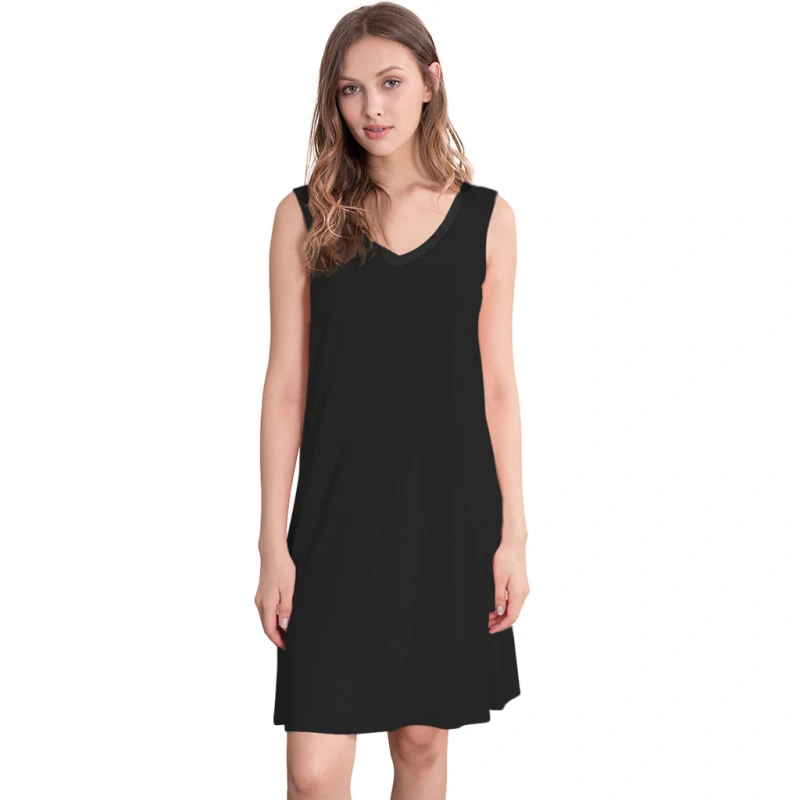 black sleeveless nightgown