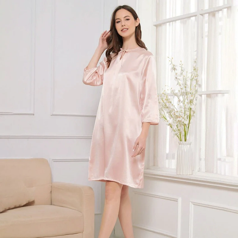 long sleeve silk nightgown