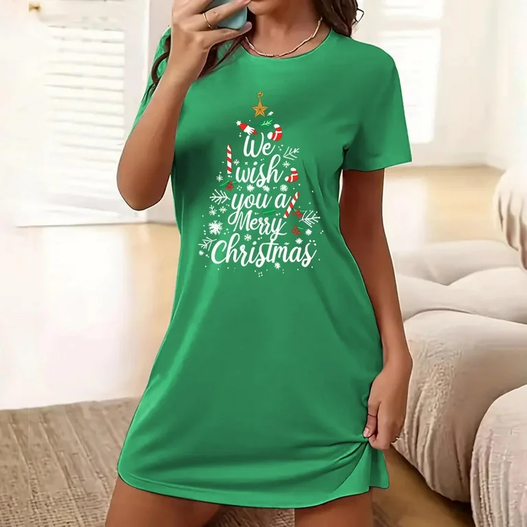 short sleeve christmas nightgown